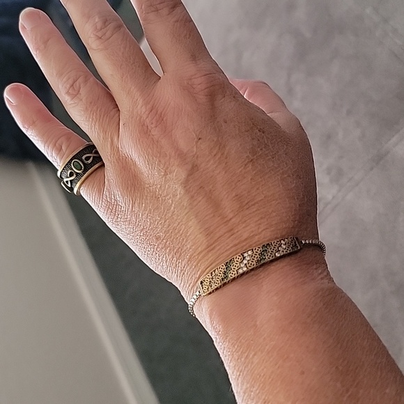 Brass / Green Stone Ring & Bracelet Set - Picture 2 of 5